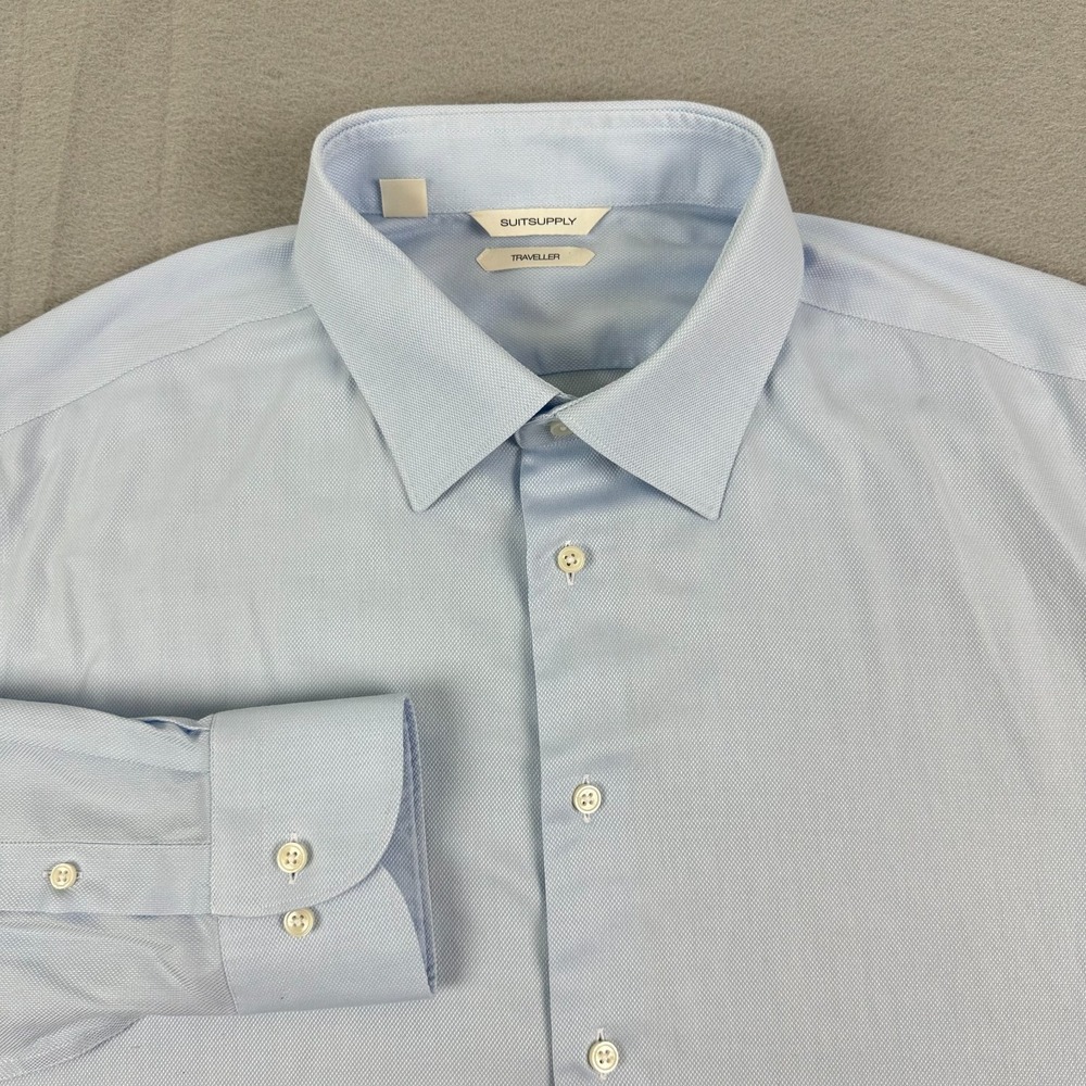 SuitSupply Shirt Men 17 33 34 Slim Fit Traveller Long Sleeve Button Dress